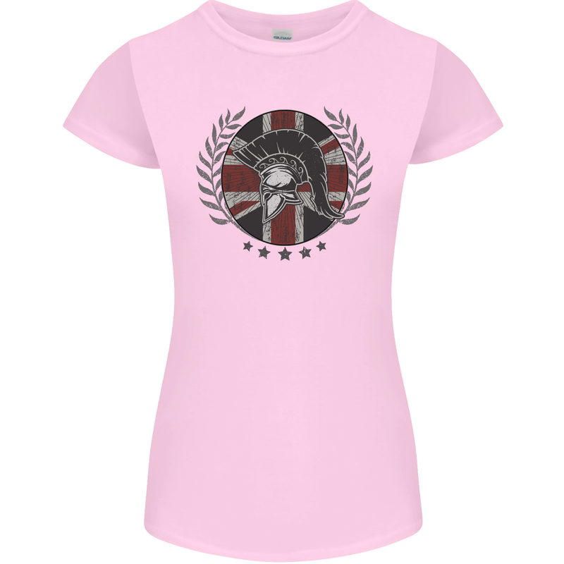 Union Jack Bodybuilding Gym Training Spartan Womens Petite Cut T-Shirt Light Pink