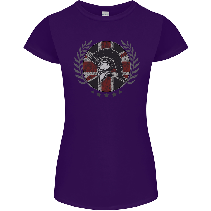 Union Jack Bodybuilding Gym Training Spartan Womens Petite Cut T-Shirt Purple