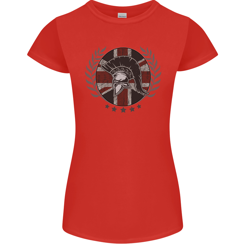 Union Jack Bodybuilding Gym Training Spartan Womens Petite Cut T-Shirt Red