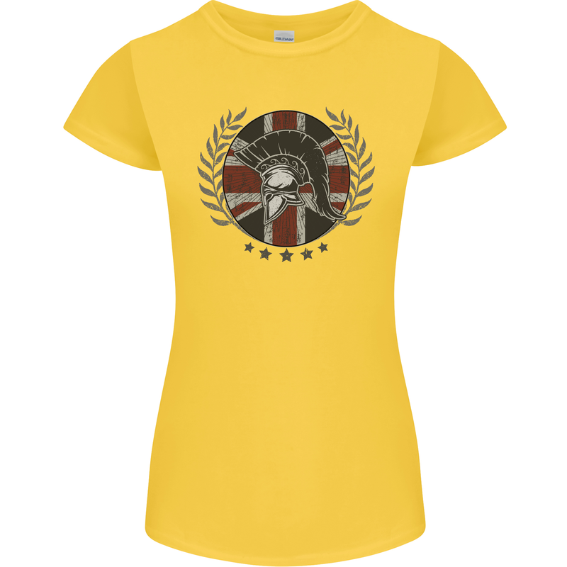 Union Jack Bodybuilding Gym Training Spartan Womens Petite Cut T-Shirt Yellow