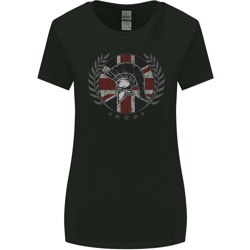 Union Jack Bodybuilding Gym Training Spartan Womens Wider Cut T-Shirt Black