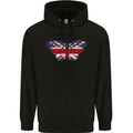 Union Jack Butterfly British Britain Flag Childrens Kids Hoodie Black