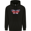 Union Jack Butterfly British Britain Flag Childrens Kids Hoodie Black