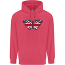 Union Jack Butterfly British Britain Flag Childrens Kids Hoodie Heliconia