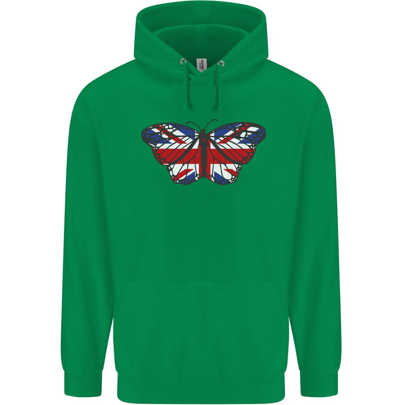 Union Jack Butterfly British Britain Flag Childrens Kids Hoodie Irish Green