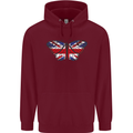 Union Jack Butterfly British Britain Flag Childrens Kids Hoodie Maroon