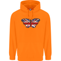 Union Jack Butterfly British Britain Flag Childrens Kids Hoodie Orange