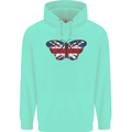 Union Jack Butterfly British Britain Flag Childrens Kids Hoodie Peppermint