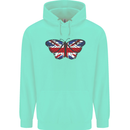 Union Jack Butterfly British Britain Flag Childrens Kids Hoodie Peppermint