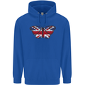 Union Jack Butterfly British Britain Flag Childrens Kids Hoodie Royal Blue