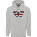 Union Jack Butterfly British Britain Flag Childrens Kids Hoodie Sports Grey