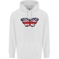 Union Jack Butterfly British Britain Flag Childrens Kids Hoodie White
