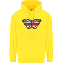 Union Jack Butterfly British Britain Flag Childrens Kids Hoodie Yellow