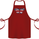 Union Jack Butterfly British Britain Flag Cotton Apron 100% Organic Maroon