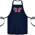 Union Jack Butterfly British Britain Flag Cotton Apron 100% Organic Navy Blue