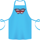 Union Jack Butterfly British Britain Flag Cotton Apron 100% Organic Turquoise