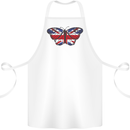 Union Jack Butterfly British Britain Flag Cotton Apron 100% Organic White
