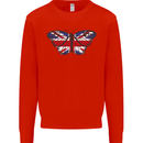 Union Jack Butterfly British Britain Flag Kids Sweatshirt Jumper Bright Red