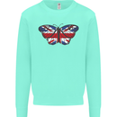Union Jack Butterfly British Britain Flag Kids Sweatshirt Jumper Peppermint
