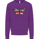 Union Jack Butterfly British Britain Flag Kids Sweatshirt Jumper Purple