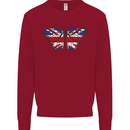 Union Jack Butterfly British Britain Flag Kids Sweatshirt Jumper Red