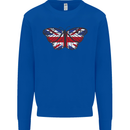 Union Jack Butterfly British Britain Flag Kids Sweatshirt Jumper Royal Blue