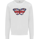 Union Jack Butterfly British Britain Flag Kids Sweatshirt Jumper White