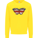 Union Jack Butterfly British Britain Flag Kids Sweatshirt Jumper Yellow
