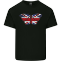 Union Jack Butterfly British Britain Flag Kids T-Shirt Childrens Black
