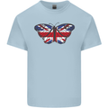 Union Jack Butterfly British Britain Flag Kids T-Shirt Childrens Light Blue