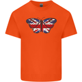 Union Jack Butterfly British Britain Flag Kids T-Shirt Childrens Orange