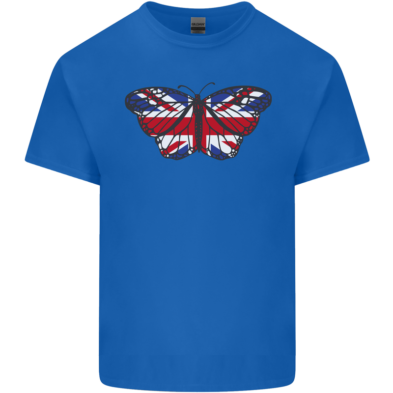 Union Jack Butterfly British Britain Flag Kids T-Shirt Childrens Royal Blue