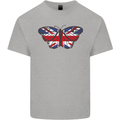 Union Jack Butterfly British Britain Flag Kids T-Shirt Childrens Sports Grey