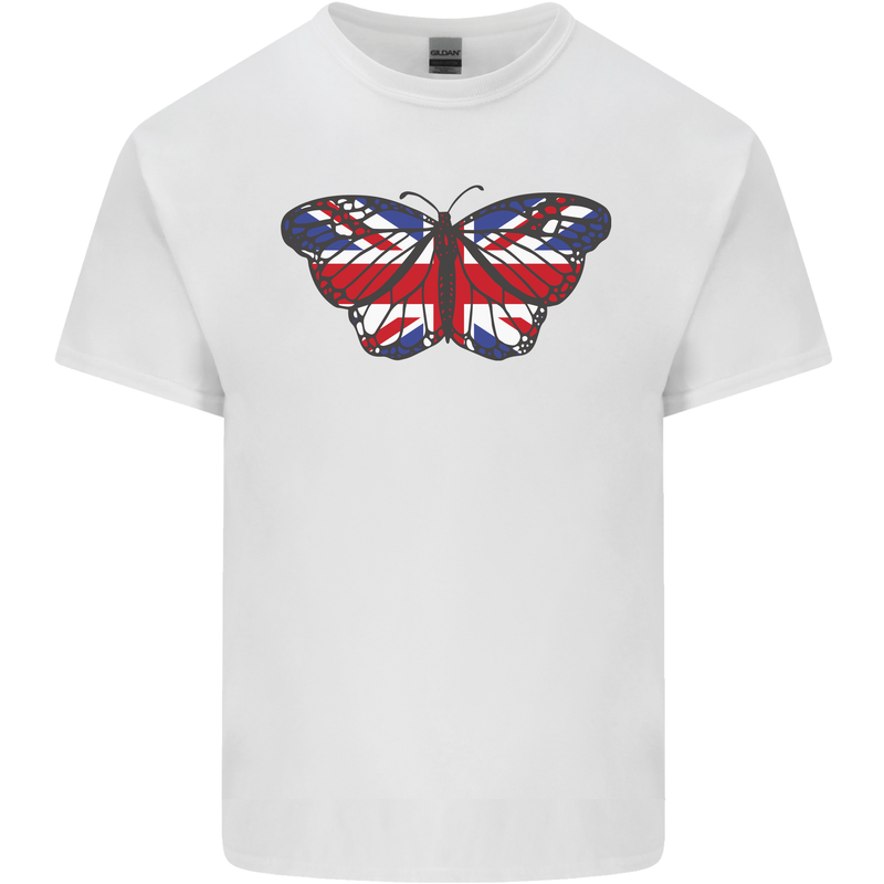 Union Jack Butterfly British Britain Flag Kids T-Shirt Childrens White