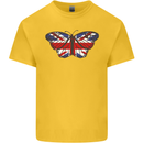 Union Jack Butterfly British Britain Flag Kids T-Shirt Childrens Yellow