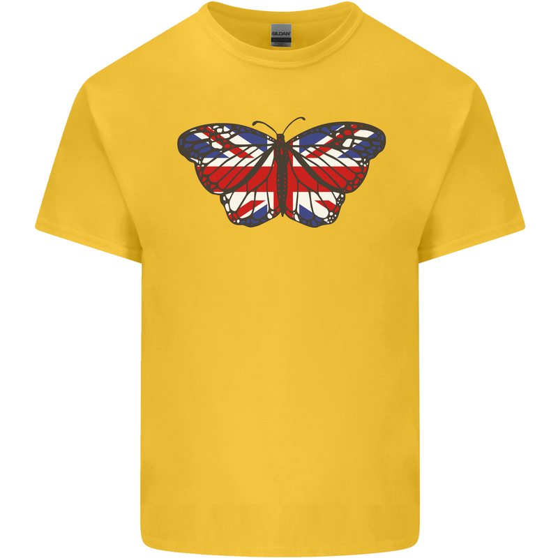 Union Jack Butterfly British Britain Flag Kids T-Shirt Childrens Yellow
