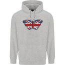 Union Jack Butterfly British Britain Flag Mens 80% Cotton Hoodie Sports Grey