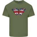 Union Jack Butterfly British Britain Flag Mens Cotton T-Shirt Tee Top Military Green