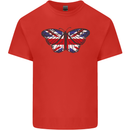 Union Jack Butterfly British Britain Flag Mens Cotton T-Shirt Tee Top Red