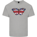 Union Jack Butterfly British Britain Flag Mens Cotton T-Shirt Tee Top Sports Grey
