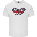 Union Jack Butterfly British Britain Flag Mens Cotton T-Shirt Tee Top White