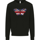 Union Jack Butterfly British Britain Flag Mens Sweatshirt Jumper Black