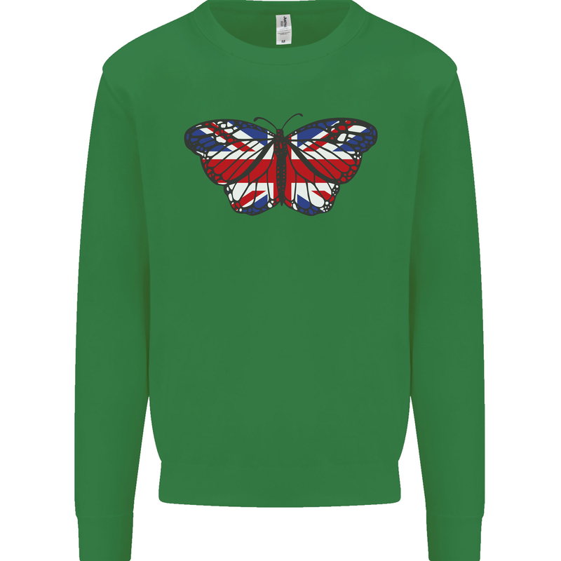Union Jack Butterfly British Britain Flag Mens Sweatshirt Jumper Irish Green