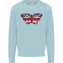 Union Jack Butterfly British Britain Flag Mens Sweatshirt Jumper Light Blue