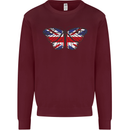 Union Jack Butterfly British Britain Flag Mens Sweatshirt Jumper Maroon