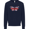 Union Jack Butterfly British Britain Flag Mens Sweatshirt Jumper Navy Blue