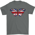 Union Jack Butterfly British Britain Flag Mens T-Shirt 100% Cotton Charcoal