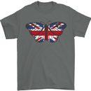 Union Jack Butterfly British Britain Flag Mens T-Shirt 100% Cotton Charcoal