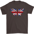 Union Jack Butterfly British Britain Flag Mens T-Shirt 100% Cotton Dark Chocolate