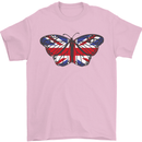 Union Jack Butterfly British Britain Flag Mens T-Shirt 100% Cotton Light Pink